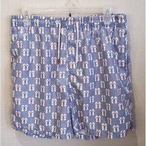 INGEAR Swim Board Shorts Men’s Large 36-38 Blue Swimsuit Flip Flop Pattern Lined